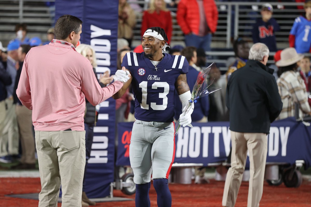 OleMissFB's tweet photo. Salute to an incredible group of seniors! Time to send them out with a dub. https://t.co/UY97qMp200