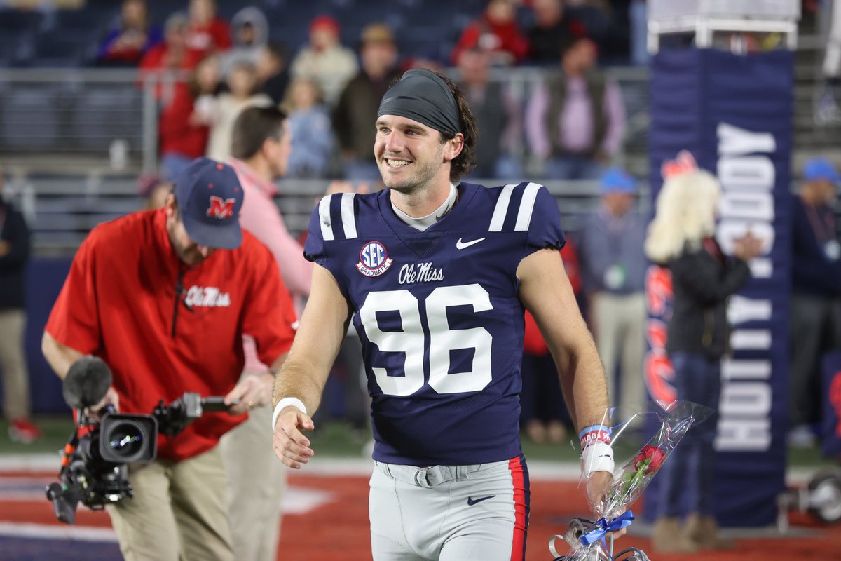 OleMissFB's tweet photo. Salute to an incredible group of seniors! Time to send them out with a dub. https://t.co/UY97qMp200