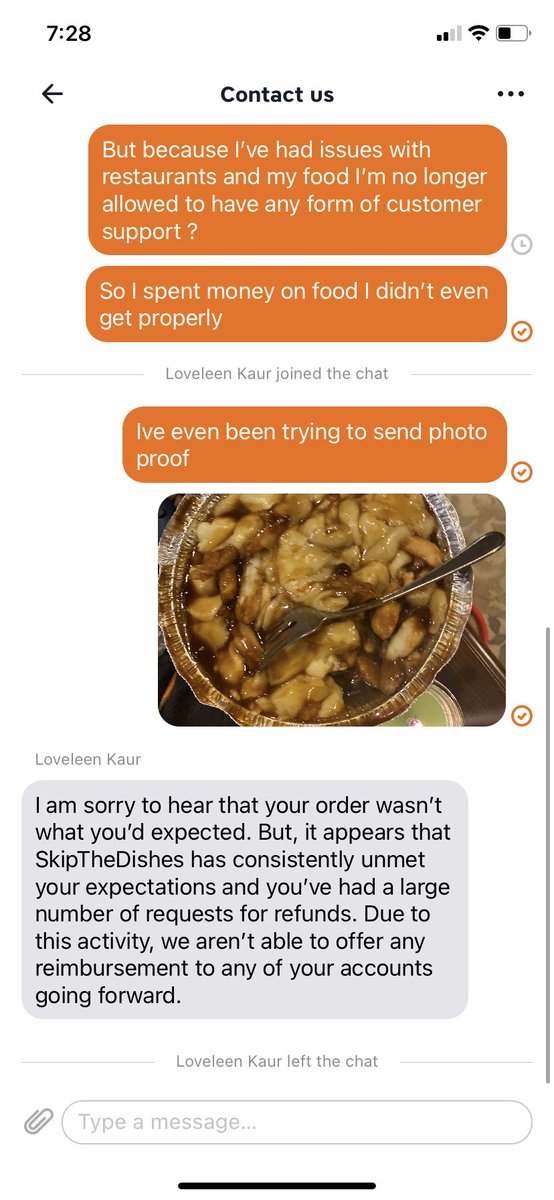 mskills21's tweet photo. @SkipTheDishes So this is how I’m going to be treated after I was given the wrong food https://t.co/D7D5iWVTbT