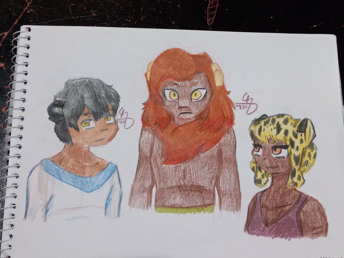 ZeGalaxyKitteh's tweet photo. Big (and smaller) Cats!
I was kinda like "hey, I wanna draw big cat people" and then I did
The lion is called Ethan already, but y'all can suggest names for the panther and the cheetah
#artistsontwitter #bigcats #traditionalart https://t.co/acTAVSx6T3