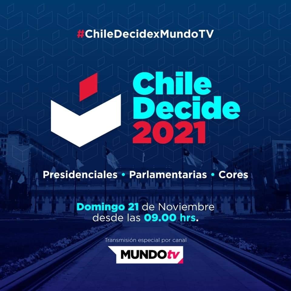 PlazaTVcl's tweet photo. Mañana domingo 21 de nov. seremos parte de la señal oficial de @mundo_pacifico en estas  #Elecciones2021 🗳
En colaboración con 11 medios locales, una cobertura especial desde la Región de #Valparaiso a la Región de Los Ríos.
Mundo TV, señal 03 de Mundo
#ChileDecidexMundoTV 🇨🇱🗳 https://t.co/vIqJqB3XzB