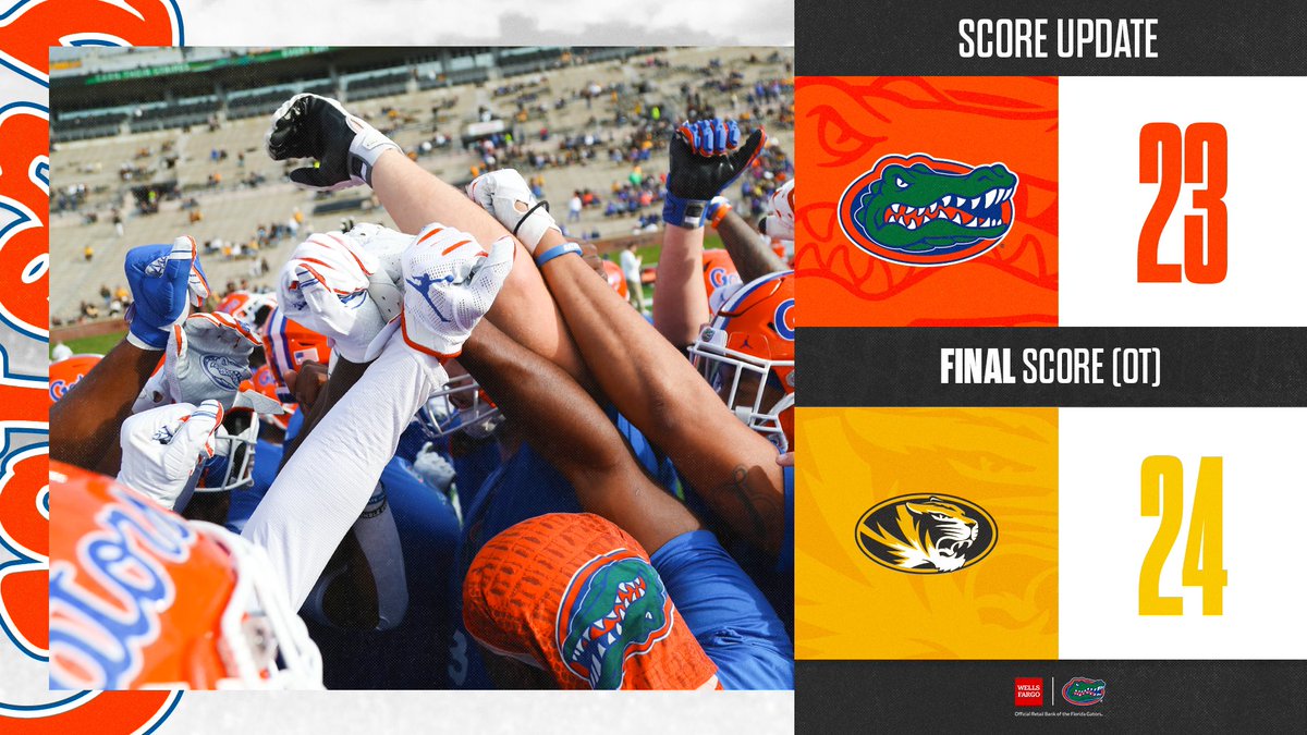 GatorsFB's tweet photo. Final from Missouri.

@WellsFargo https://t.co/oTzPxrGI7y