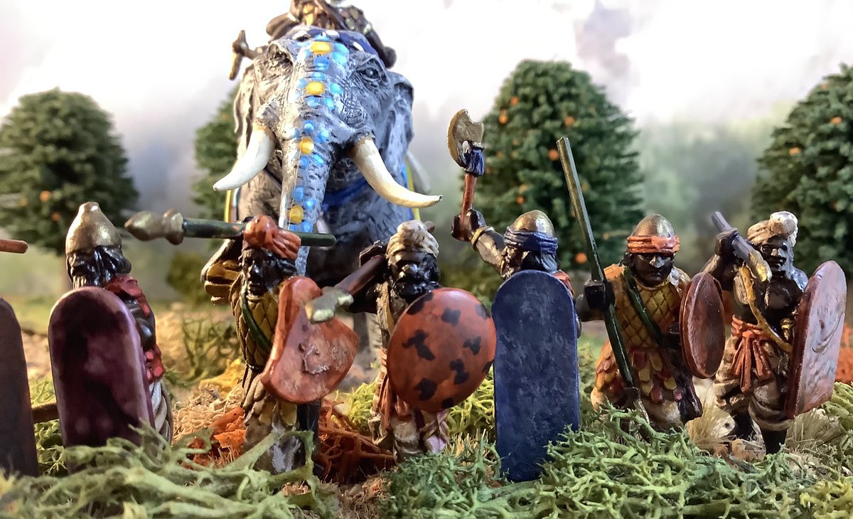 Oldwargamer's tweet photo. #ClassicalIndian spearmen completed for #DBA. “Oh the Elephants.” #wargaming #Ancients #wargames #wargamer #28mm #DBABigBattles https://t.co/DVGP6henIP