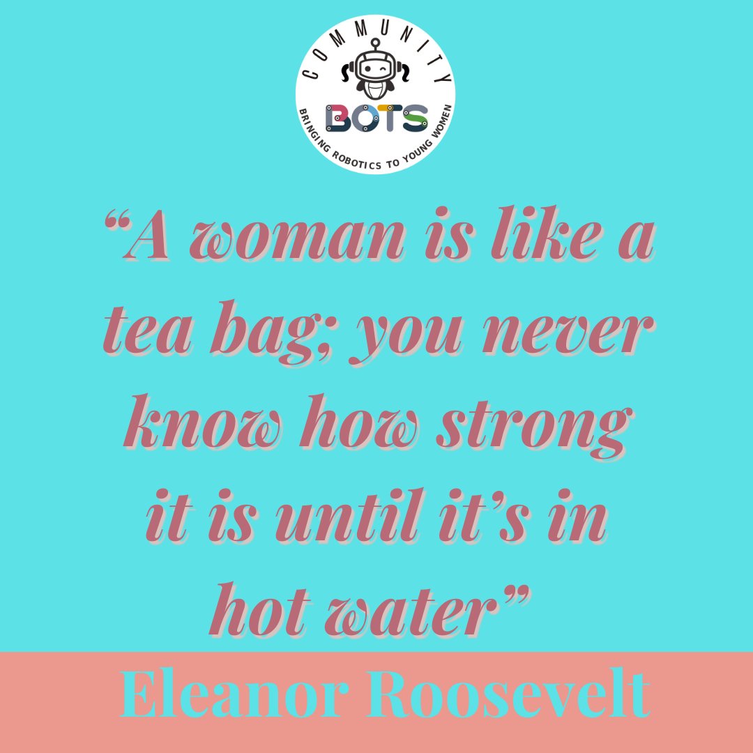 As Eleanor Roosevelt believes, we work so hard to ensure that women are given an opportunity in STEM fields to prove their resilience.

#nonprofit #dogood #stemeducation #stem #thefutureisfemale #breakingboundaries #inspiredaction #robotics #engineering #roboticsengineering