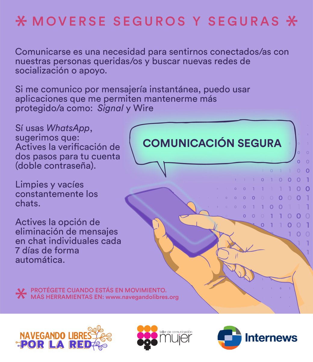 TCMujer's tweet photo. 📱📱

Recuerda que si estás migrando a pie necesitas protegerte digitalmente. Te dejamos esta información que puede ser útil. 

#NavegandoLibres 
#MoverseSeguras 
#ProtecciónDigital 
#MigrarEsUnDerecho https://t.co/V4MhNxEYhY