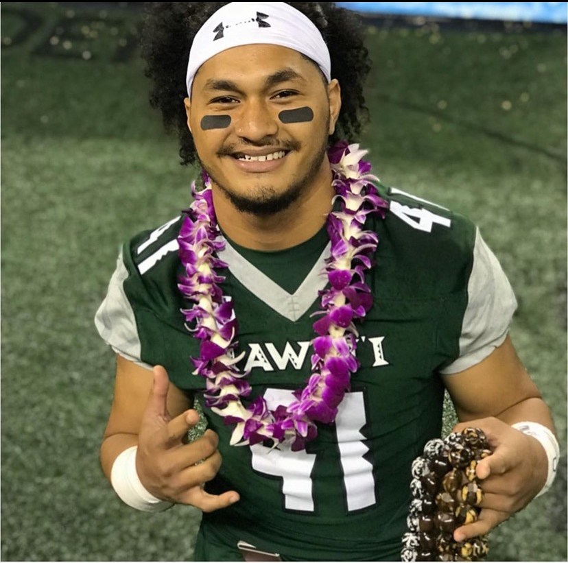 HawaiiFootball's tweet photo. Today we honor 17 seniors but we want to add one more. Scheyenne Sanitoa would have been celebrating with his brothers on the field, and in many ways his spirit will be here with us. Gone but not forgotten, we miss you Scheyenne! #LLSS41 https://t.co/4T6ty7jss5