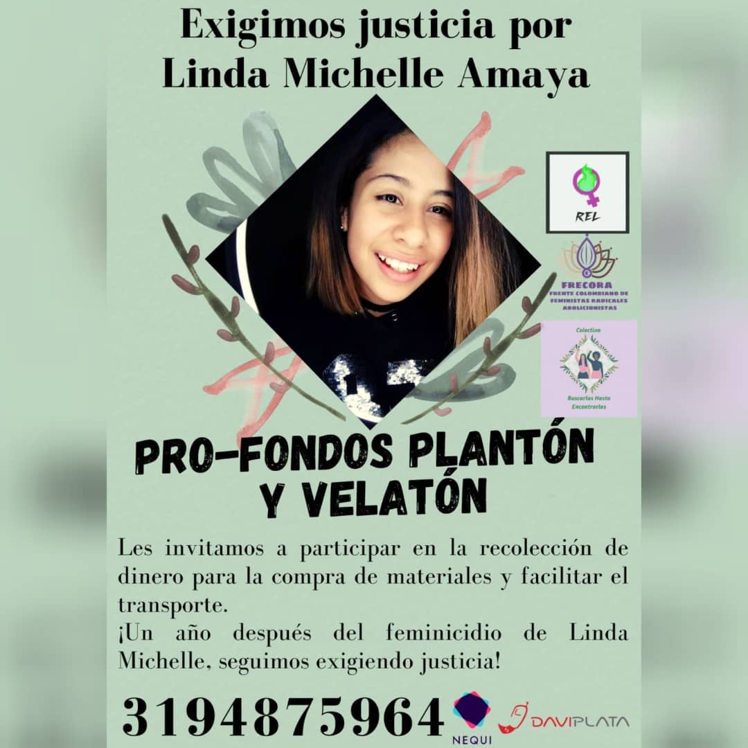 _frecora_'s tweet photo. A un año del feminicidio de Linda Michelle seguimos EXIGIENDO JUSTICIA.
Las invitamos a que nos acompañen este 25N en un plantón y velaton por Linda y su caso. Luego marcharemos a la Plaza de Bolívar.

Agradecemos todo aporte y difusión 💜

#FRECORA #25N #feminismo https://t.co/Pyb2wM6eeO