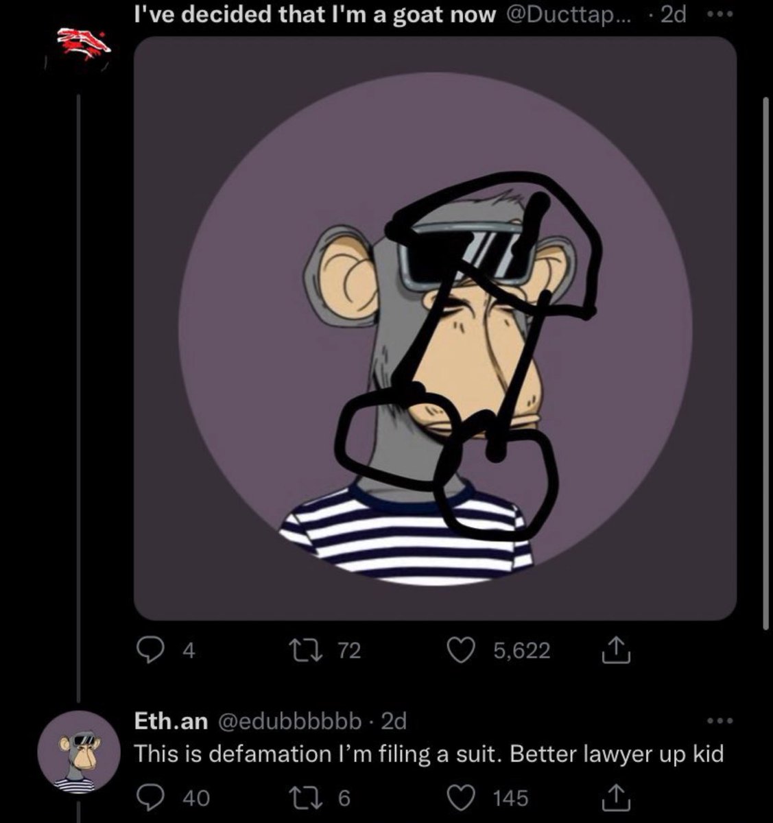 ElCryptologisto's tweet photo. Don’t fuck with apes https://t.co/xps3yUo8Pb