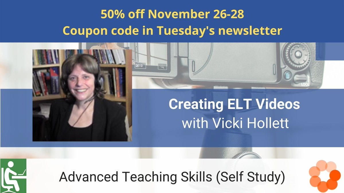 iTDipro's tweet photo. Learn to create engaging ELT videos for your students, social media following, and more with @vickihollet, winner of YouTube's prestigious NextUp competition. #iTDi Self Study lets you study at your convenience. Details: https://t.co/s2lDbCfMXJ Newsletter: https://t.co/n2kD6SxMZQ https://t.co/RnjZ945Uqp