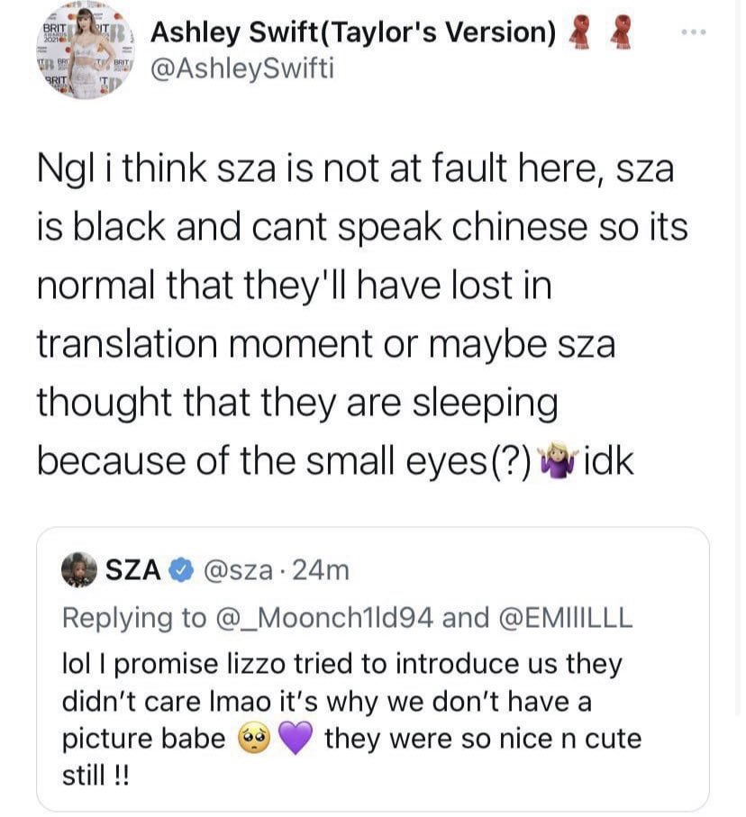 berrielov's tweet photo. ALL I GOT TO SAY IS FUCK ALL YOU SZA STANS WHO ARE BEING RACIST TOWARDS BTS AND FUCK ALL YOU ARMYS WHO ARE DOING THE SAME  TO SZA!!! WE DONT KNOW WHAT HAPPENED BETWEEN THEM BUT YOU ALL NEED TO CHILL #LEAVEBTSALONE #LEAVESZAALONE https://t.co/RDy1nUOYsO