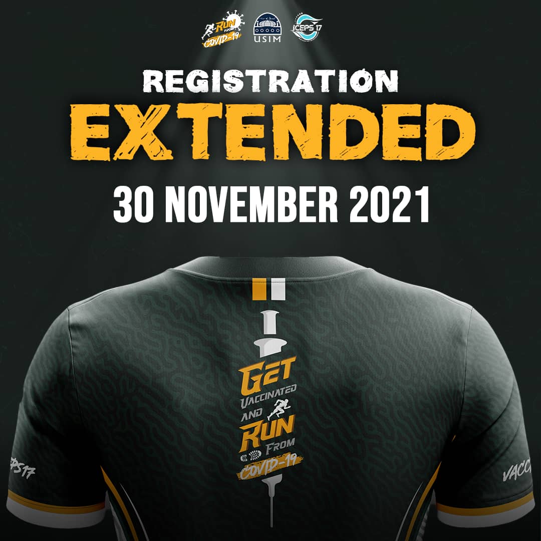 ❗❗ATTENTION ❗❗

As requested, the registration period will be extended until 30 Nov 2021. So, let's grab the chance now before it's too late🔥

💰 RM50: STUDENT/STAFF USIM
💰 RM55: PUBLIC
Click here📱:iceps17.com.my/program-induk/…

#ICEPS17 #Runfromcovid #virtualrun #FypFemUSIM