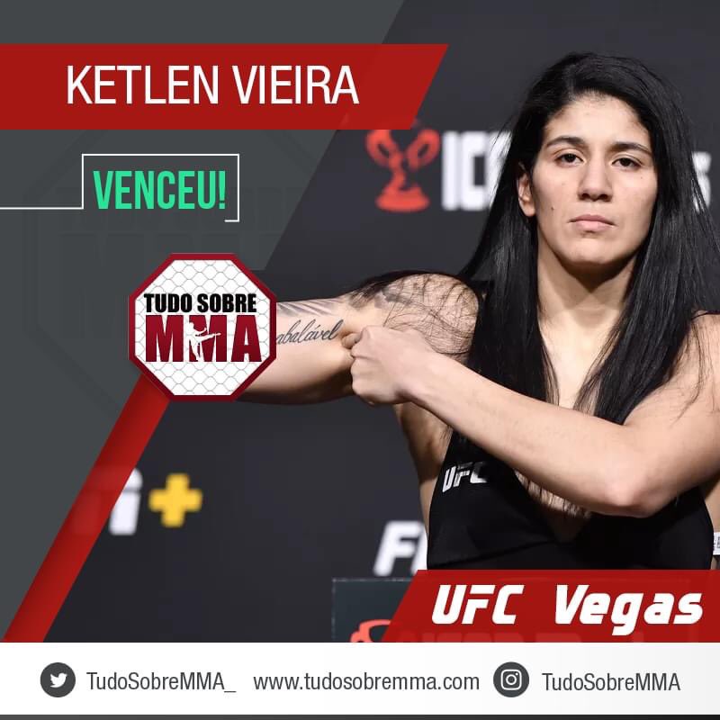 DEU BRASIL! #UFCVegas 

Na luta principal da noite, a brasileira Ketlen Vieira venceu a americana Miesha Tate na decisão unânime.