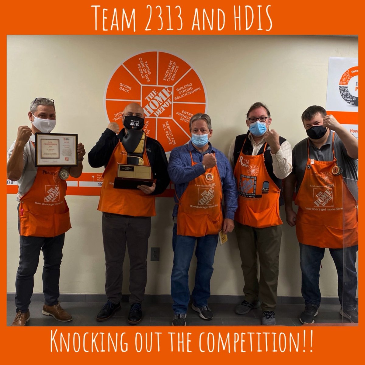 Team 2313 celebrating HDIS-Windows and Doors Team of the Month 
Top Performer (3rd-time)!! 👏👏💪🧡
#FillThePipeline2H2021 #WeLoveOurServiceProviders <a href="/gloria_terri/">Terri Gloria</a> <a href="/EldredPeterson/">Pete Peterson</a> <a href="/LorieCorke/">Lorie Bowen</a> <a href="/lou_nally/">Lou Anne Nally</a> <a href="/THDToddMurdoch/">Gavin Todd Murdoch</a> <a href="/HDISTonyMancini/">Tony Mancini</a>