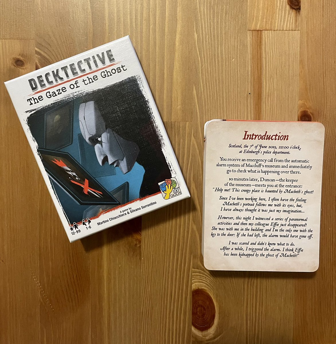 CreakyTable's tweet photo. Decktective: The Gaze of the Ghost by @dVGiochi was different from our last mystery, but still enjoyable even if our mystery solving skills are still average per the final results. #decktective #boardgames #game #bgg #bggcommunity https://t.co/ty9hyT9kCW
