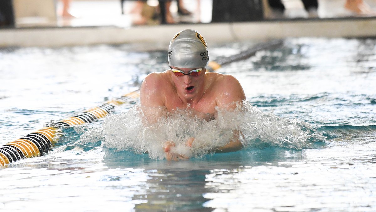 CCTigers's tweet photo. Freshman Collin Ralston broke the @CCSwimming school record in the 100-yard breaststroke at the Gail Moll Pebworth Invitational at Wabash College. His time of 57.11 surpassed the old record of 57.21, set by Tom Grossinger in 2011. https://t.co/utUvTXvzW5