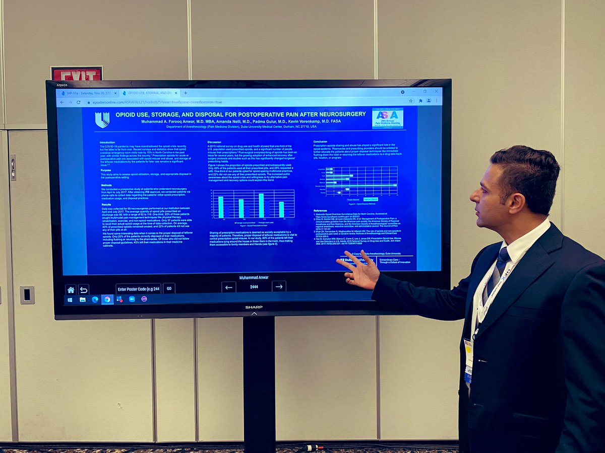 FarooqAnwarMD's tweet image. Representing @Duke_Anesthesia at the #ASRAfall21.
#dukeanesfellows_pain
