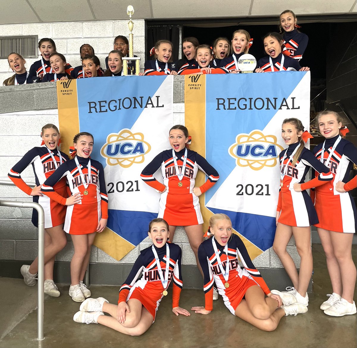 Congratulations to Coach Pascarella and Coach Curtis along with our cheerleaders for their performance today. Two 1st place finishes! Game Day TN Extreme Regional Champions and Traditional Routine TN Extreme Regional Champions! #WeAre1 💙📣🧡
