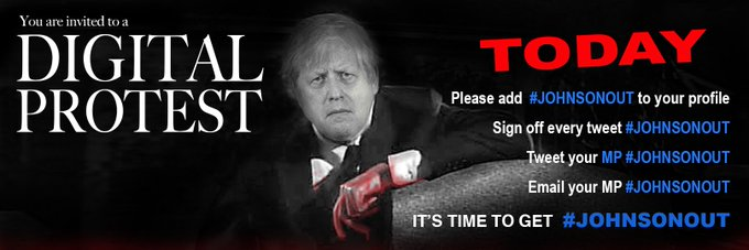 irenegarth1946's tweet image. Today is #JohnsonOut day, tweet your followers &amp;amp; get them joining the cause you can use the following banners, lets have a brilliant day. @PhilMyers53 
#JohnsonOut #JohnsonOut #JohnsonOut #JohnsonOut