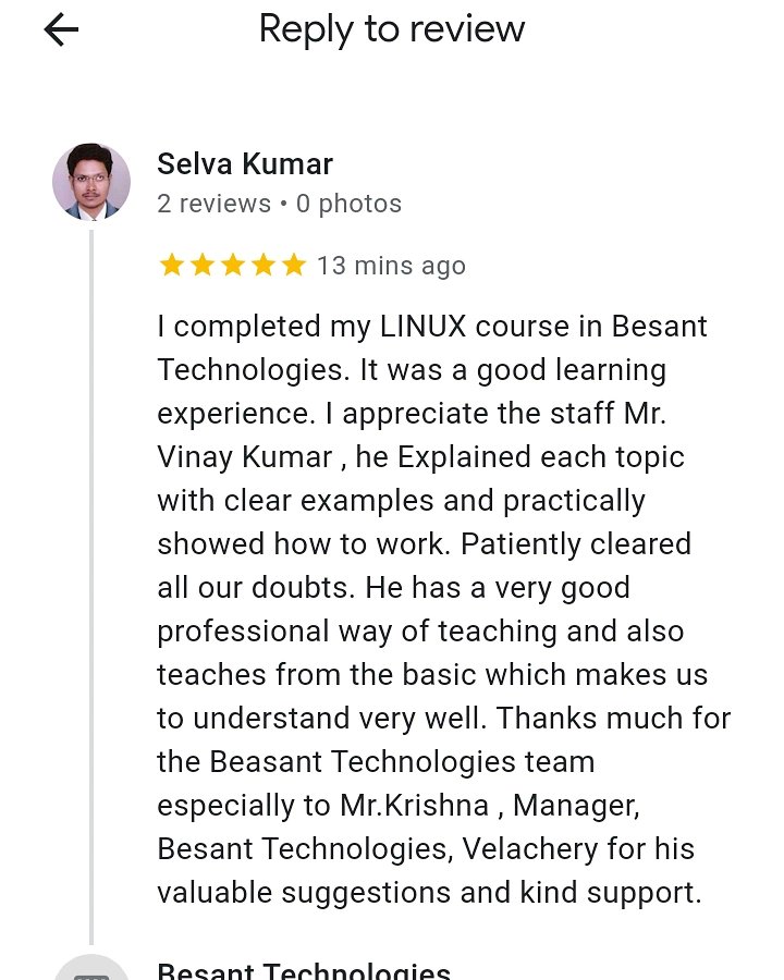 besanttech's tweet photo. #BesantTechnologies #Reviews #AWScoursereview #Testingcoursereview #Placements
Learn AWS, DevOps, Software Testing , Full Stack Developer, Python, Data Science and More with Practical Exposure and Placements at Besant Technologies https://t.co/3jiUEJEbnB