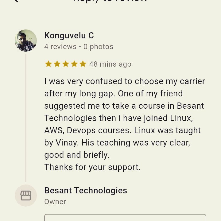 besanttech's tweet photo. #BesantTechnologies #Reviews #AWScoursereview #Testingcoursereview #Placements
Learn AWS, DevOps, Software Testing , Full Stack Developer, Python, Data Science and More with Practical Exposure and Placements at Besant Technologies https://t.co/3jiUEJEbnB