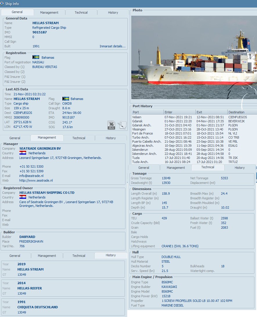 FlconEYES's tweet photo. 🚨🛰️(Nueva captura) DICTADURA🇨🇺TRAFICANDO #HELLASSTREAM #IMO9015187 bandera Bahamas, REFRIGERADO DESDE HOLANDA A CIENFUEGOS, con cárnicos y lácteos, llega: 24Nov, Cpcdad: 14178ton, Verif x sist: AIS+Terrestre #HappeningNow #AIS #MarineTraffic #cubarcos #Cuba #21Nov https://t.co/knSVzifpvQ