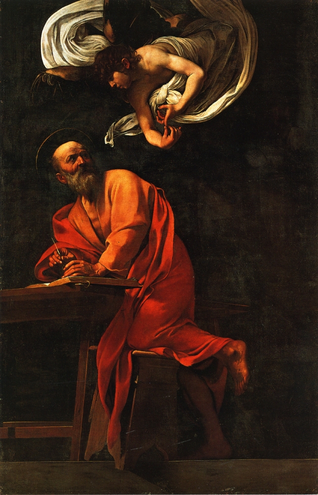 artcaravaggio's tweet photo. Inspiration of Saint Matthew, 1602 #baroque #caravaggio https://t.co/2CmnKOxaI4
