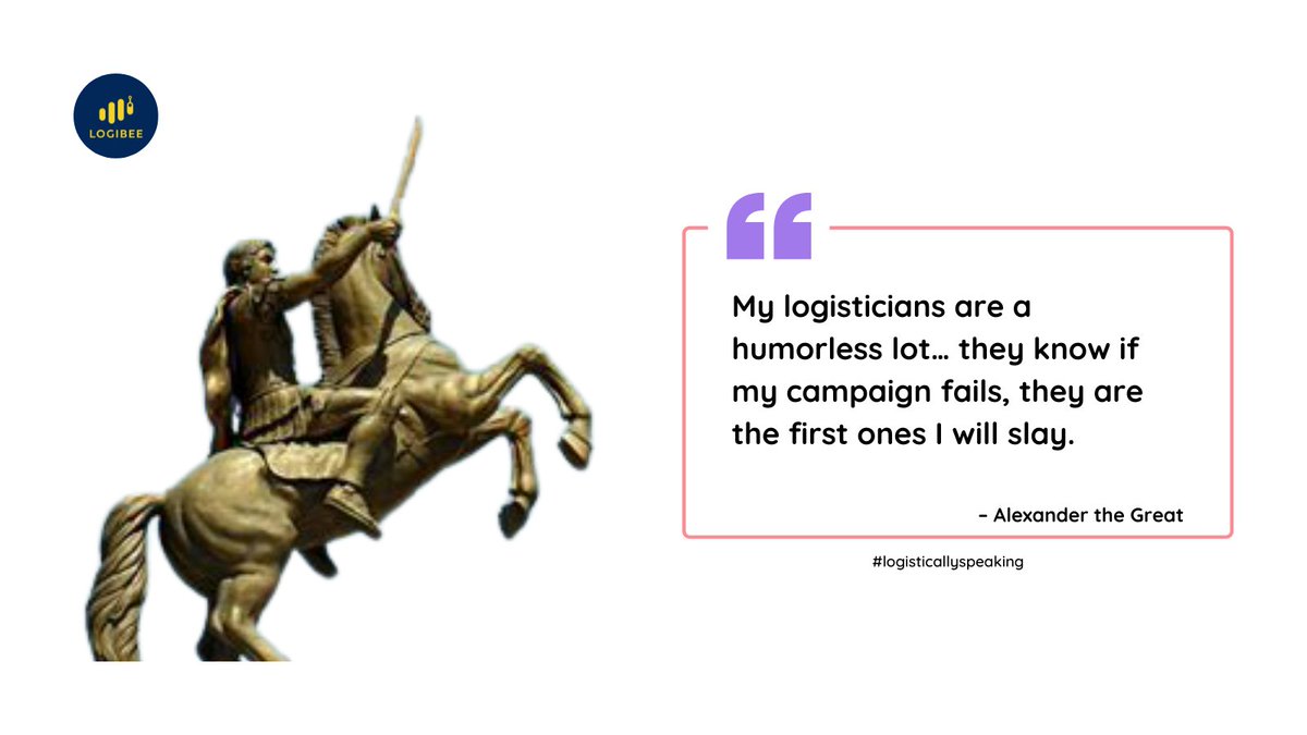 logi_bee's tweet photo. War is not just about fighting and winning. It's about getting the right solider with the right weapon at the right time to a right location. And who else can know it better than Alexander! Here's his quote for your thoughts only!
#logistics #supplychain #logisticallyspeaking https://t.co/icQrVvAwSm