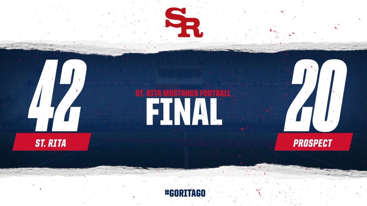 StRitaFootball's tweet photo. Final from Doyle Stadium!

The Mustangs will advance to the 7A State Championship vs Wheaton North next Saturday at 4pm. 

#GoRitaGo x #BeatWheatonNorth https://t.co/5p4fs3YiuS