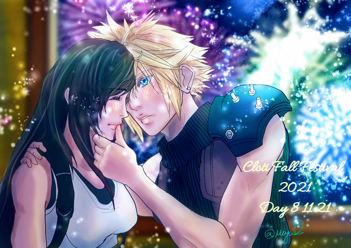 aUe2AG4YobqsLgV's tweet photo. Day8 of #ClotiFallFestival2021 
Free Day!

Fireworks &amp; First Kiss

夜空に　咲き乱れる花
眩しすぎる光に　目蓋をとじた

ひやりとした　指先
あたたかな　手のひら
熱っぽい　吐息

あざやかに　彩られる

#Cloti #クラティ
#ClotiWeek2021 #CloTiReunion https://t.co/anxCxoKmbA