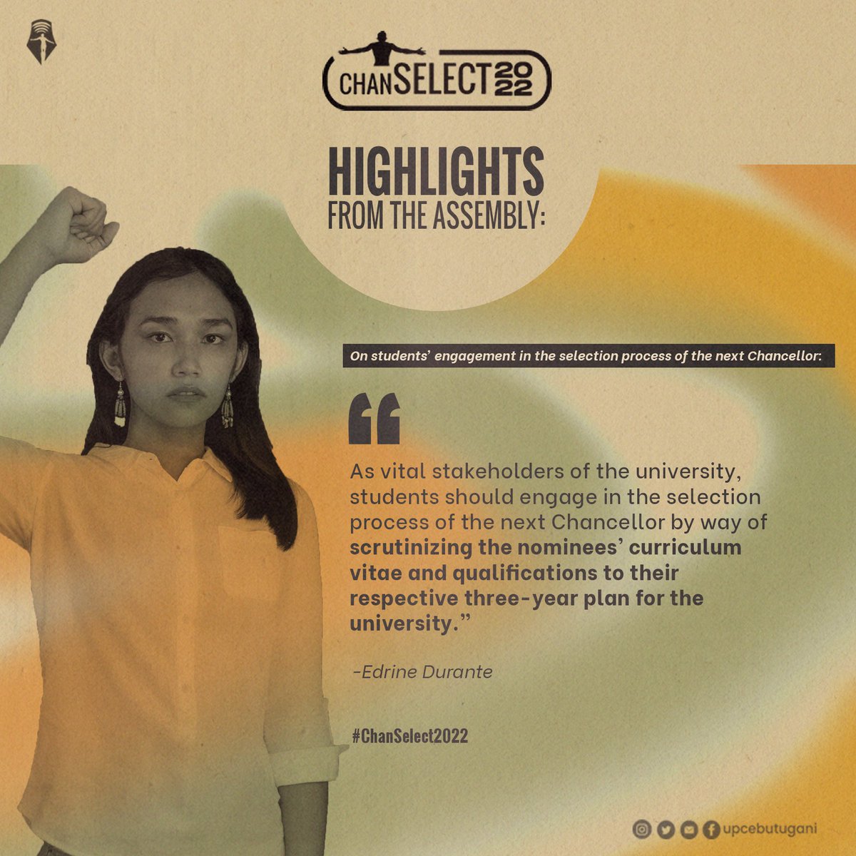 upcebutugani's tweet photo. UP CEBU STUDENT ASSEMBLY 2021
Students are vital to the creation and maintenance of a healthy learning environment. The UP Cebu Student Assembly 2021 is a forum for students to voice their demands and concerns.
#ChanSelect2022 https://t.co/WTnVVUYbSl