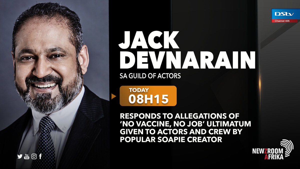 Newzroom405's tweet photo. [STILL TO COME] SA Guild Of Actor's #JackDevnarain will be on #WeekendReport405 this morning.

Catch this chat only on #Newzroom405. https://t.co/6deJCDVq7x