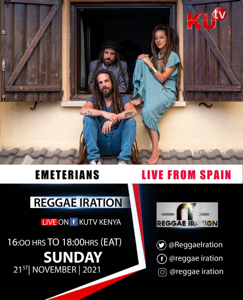 There music versatility is commendable <a href="/Emeterians/">Emeterians</a> : Join us today <a href="/kutv_kenya/">KUTV Kenya</a> <a href="/reggaeiration/">Reggae Iration</a> as we talk about there journey, and future projects 

Cc : <a href="/Ras_shem/">#Authentic</a> <a href="/DJSweetKay1/">DJ Sweet Kay</a> 
#ReggaeIration 

*powered <a href="/runitagency/">Run it Agency</a> 
#networking #collaboration #music