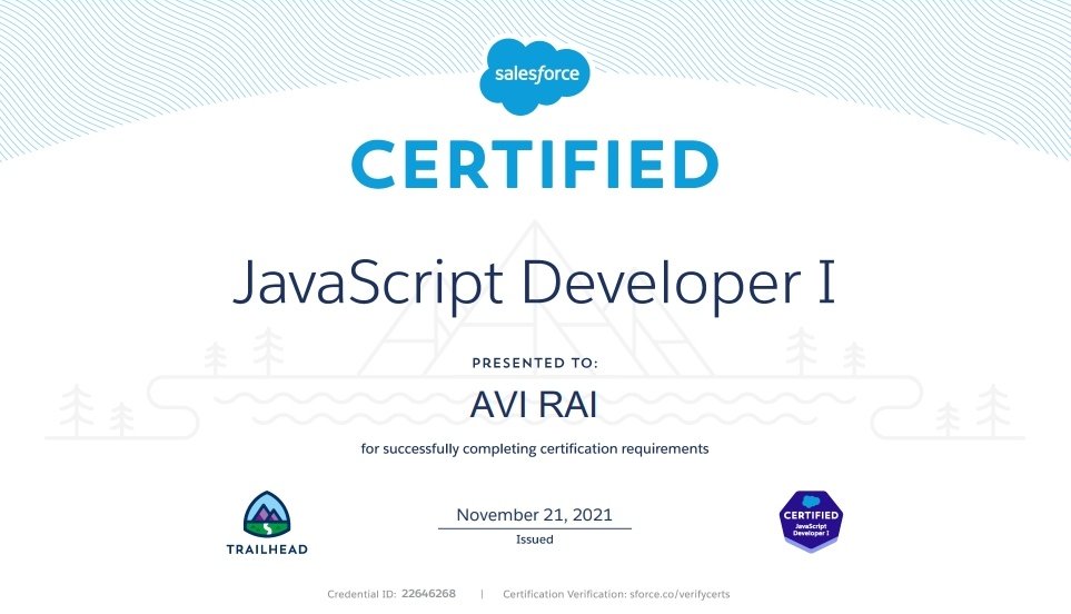 avirai045's tweet image. Very good starting of the Sunday!!
Got this one after a very long time.
#Salesforce #Certified
@SalesforceDevs @SalesforceAdmns
