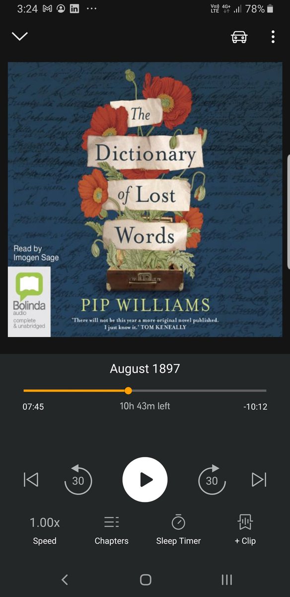 #Audiobook lovers might be interested in #Audible's November's 'freebie', The Dictionary of Lost Words by #PiPWilliams. I loved reading this in 2020, and I'm enjoying binge listening to it while walking my dog. (He's also enjoying our longer walks!)  🐕🚶‍♂️ #books