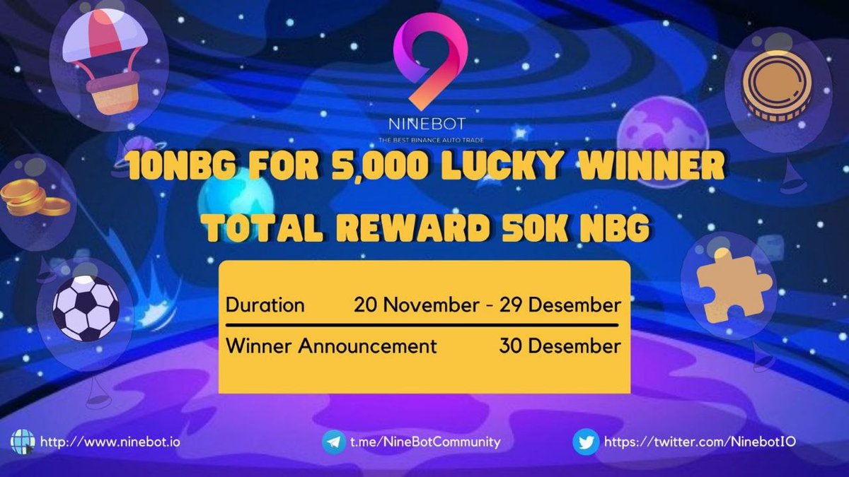 💵Ninebot Airdrop is live !!!

🏮Welcome to Ninebot Global Community

Participate in our Airdrop and earn to 10 NBG (~$5) tokens for doing tasks.

Join our airdrop bot here:
t.me/NinebotAirdrop…

The top 100 referrals can each get 50 NBG tokens.