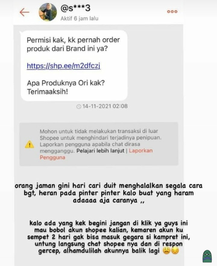 vinswho12's tweet photo. Disclaimer❗ buat kalian yang suka belanja online atau sering make sosmed, jika ada akun gajelas yg DM kalian buat klik link atau nyuruh kalian buka link nya, jangan di klik ya.. langsung delete aja bahkan kalo bisa block. Ini namanya phising🙏 https://t.co/p6pawB8ZrT
