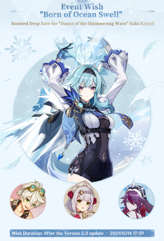 Genshin Impact v2.3 Eula Banner rerun characters