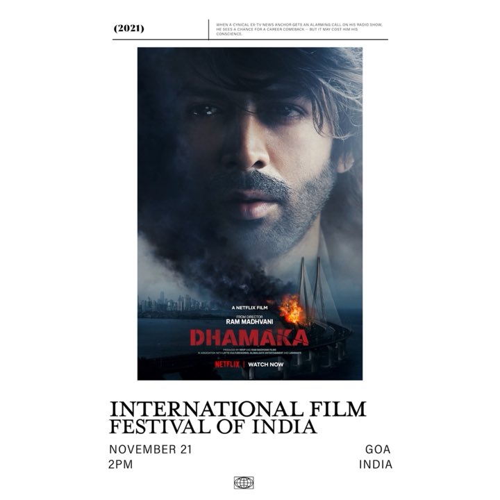 TheAaryanKartik's tweet photo. Its an honour 🙏🏻
#Dhamaka is being screened at IFFI which I always visited as a fanboy ❤️
@IFFIGoa https://t.co/Fp0waLZpJn