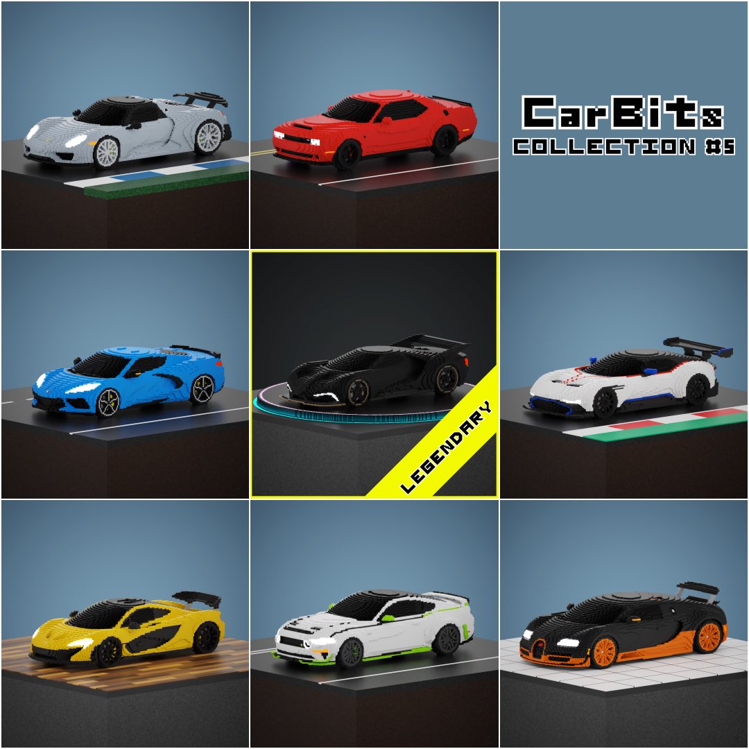 CarBits #NFT Collection 5 is now live on <a href="/opensea/">OpenSea</a> <a href="/rarible/">Rarible</a>! 🏎🚀💙

Opensea.io/collection/car…

Rarible.com/carbits

We’ve made some muscle cars from Dodge, Chevrolet and Ford + supercars from Porsche, Aston Martin, McLaren and Bugatti + a Legendary futuristic CarBit 🔥🚀