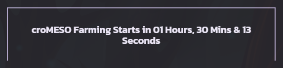 mesofinance's tweet photo. Farming starts in approximately 1 hour+ in our #CRO yield farm! 😍

#DeFi #YieldFarming #Degens @TheCronicleNews @cronosapp #Cronos #MESO https://t.co/jhw5w84yom