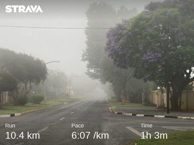 MakFoss's tweet photo. Misty morning run Still #RunningFromNothing #MathaWena #RunningWithTumiSole https://t.co/ksIAFNqBPs
