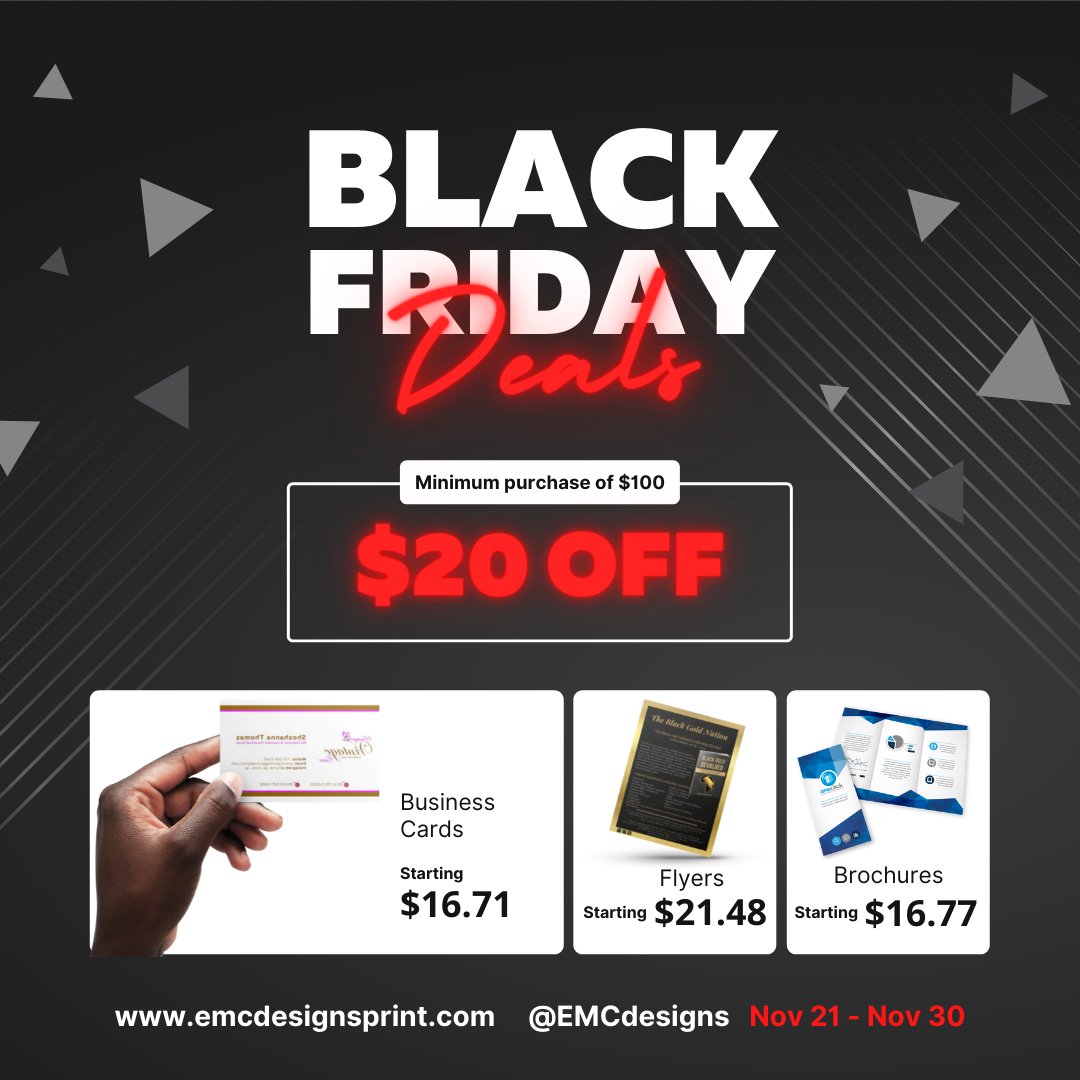 EMCnextlevel's tweet image. Let us give you $20 off your order when you spend a minimum of $100. Discount will automatically be applied to your cart during checkout.

emcdesignsprint.com