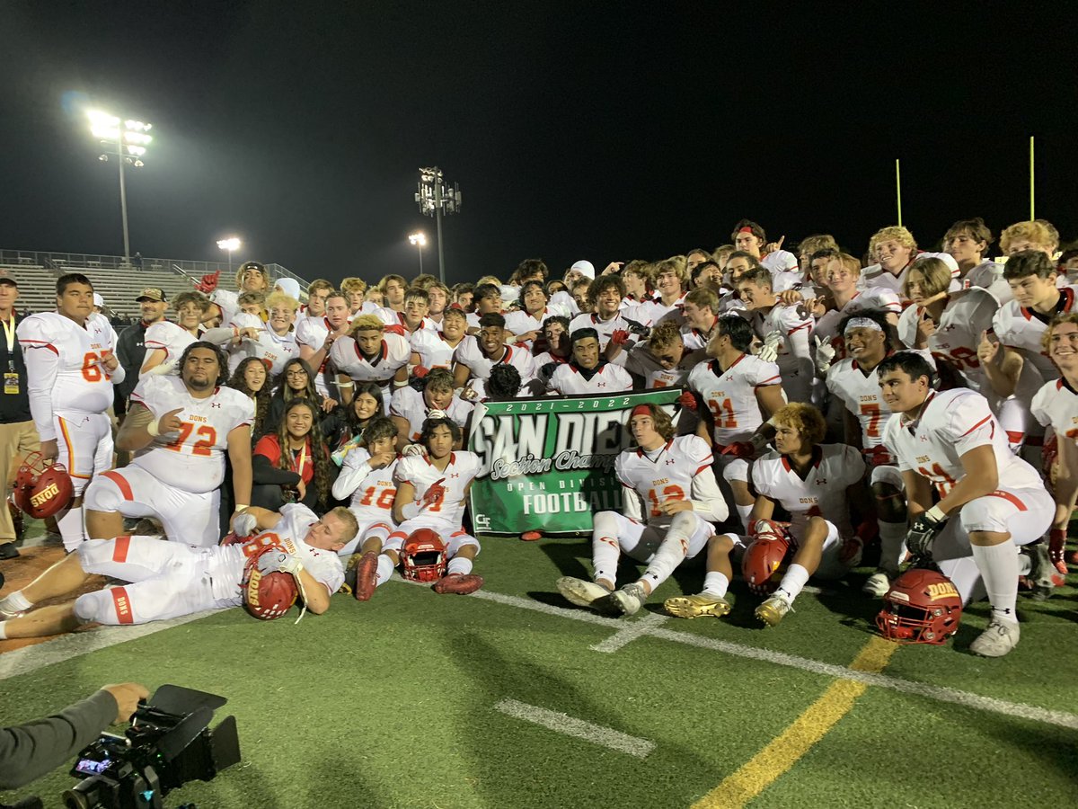 Donsfootball's tweet photo. CIF Open Division Champs! #rolldons #allinforfierro #formario #forconnor https://t.co/eriaj1zkGf