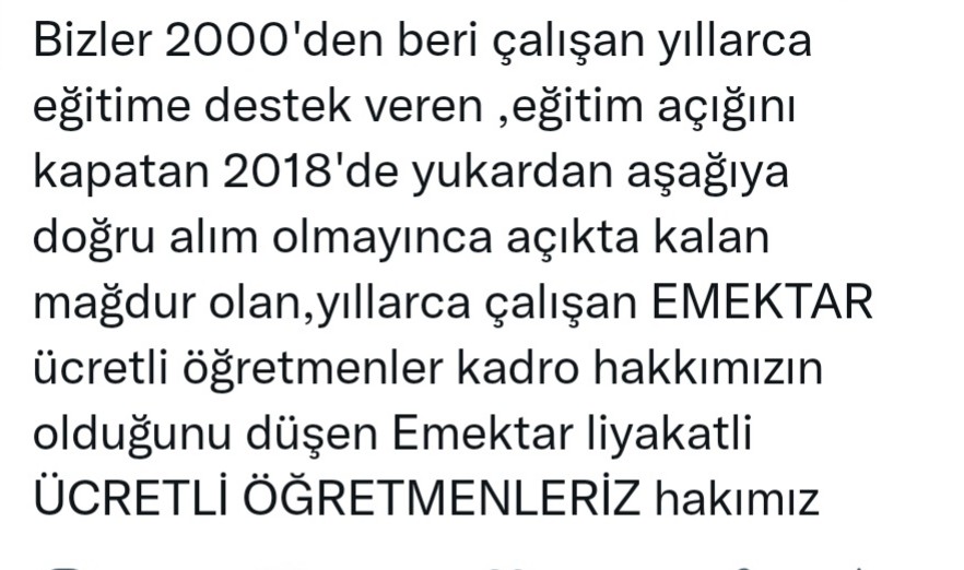 <a href="/cretliretmenle2/">Ücretli Öğretmenler</a> <a href="/RTErdogan/">Recep Tayyip Erdoğan</a> <a href="/dbdevletbahceli/">Devlet Bahçeli</a> <a href="/ersoyruhi/">🇹🇷Prof. Dr. Ruhi ERSOY</a> <a href="/tcmeb/">Millî Eğitim Bakanlığı</a> <a href="/tcbestepe/">T.C. Cumhurbaşkanlığı</a> <a href="/iozyavuz1963/">İbrahim Özyavuz</a> @arzuerdemDB <a href="/omerag63/">Ömer Ağ</a>