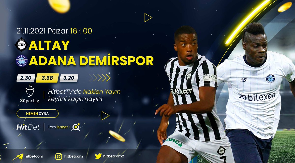 #altay ⚜ #adanademirspor karşılaşması #süperlig heyecanı ile bugün saat 16:00'da #Hitbet'te!

🌐 Güncel Sitemiz : hitbet158.com

🖥 Maç Yayınları İçin : hitbet106.tv

🎯#Hitbet #Tamisabet