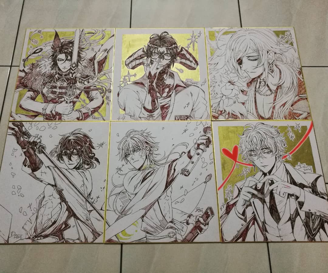 Customary group photo for shikishi commissions.
Batch 3 done! Some mailed off edy, so left these 6
Fuh, finally this batch is completed, thank you for waiting for me, guys~ 