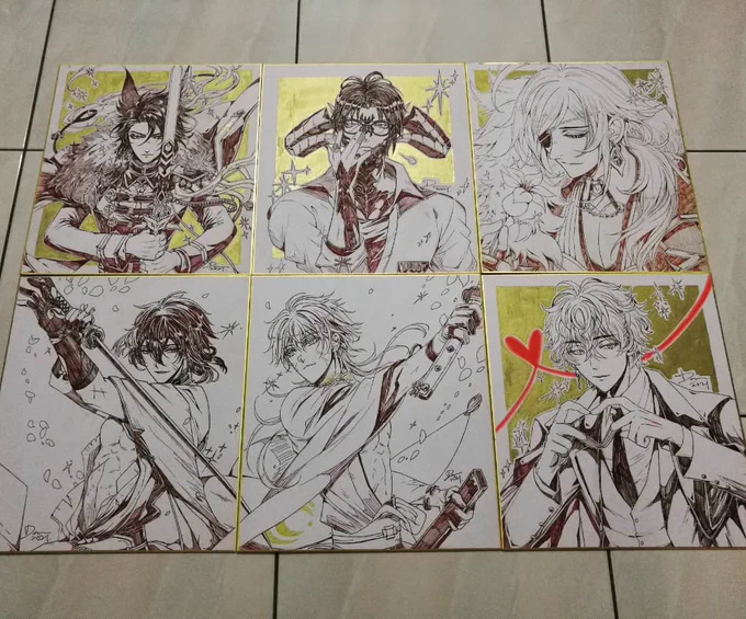 Customary group photo for shikishi commissions.Batch 3 done! Some mailed off edy, so left these 6Fuh, finally this batch is completed, thank you for waiting for me, guys~ 