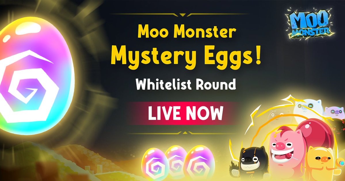 MooMonsterNFT's tweet photo. 📣 Moo Monster mystery eggs sale for a whitelist is LIVE NOW!

Buy now at >> https://t.co/rgviYGTNXS
🥳 And, there are some special gifts for you. 🎁

#gamefi #gacha #nft #moomonster https://t.co/2x8PZnQOOf