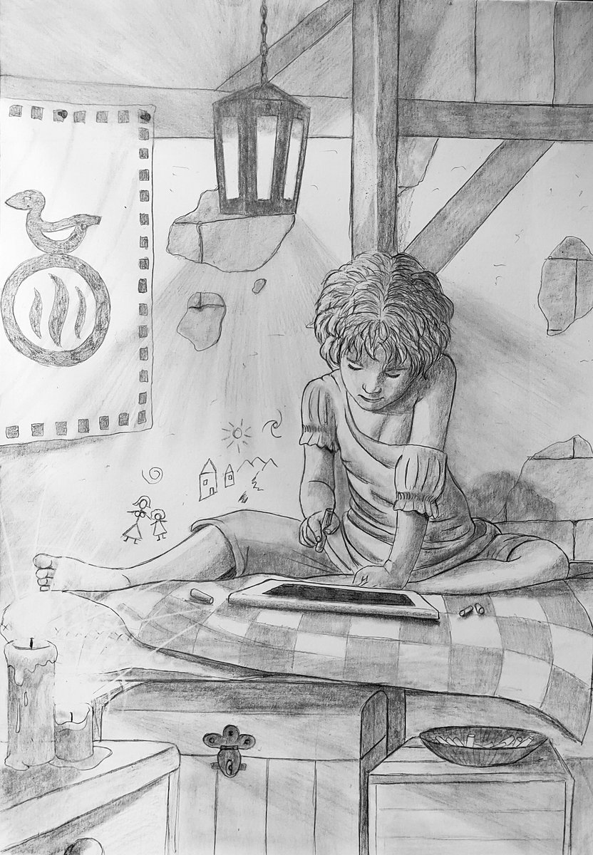 Iamnomodder's tweet photo. "Unburdened Childhood"
Another one of my new set of drawings with detailed background. Takes a while, but it's worth it. 
#myart #pencilart #drawing #dasschwarzeauge #fantasy #originalcharacter #combiningmyhobbies #writinganddrawing https://t.co/VLCaiUhRca