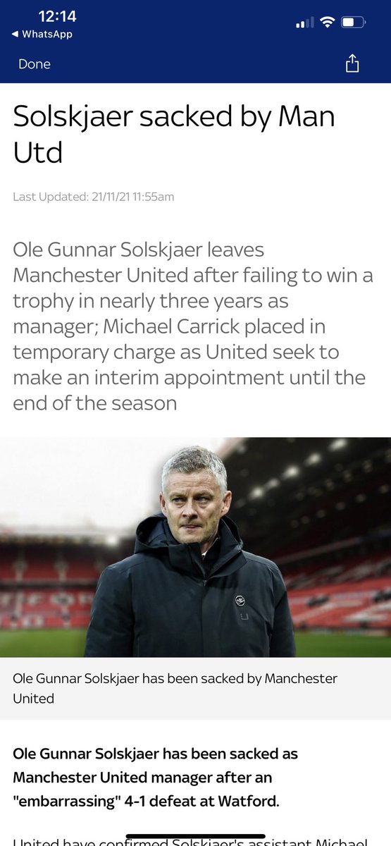 sophdutton18's tweet photo. And heβs gone! #olegunnarsolskjaer #OleOutNow #oleinforever https://t.co/fusIW0Qng6